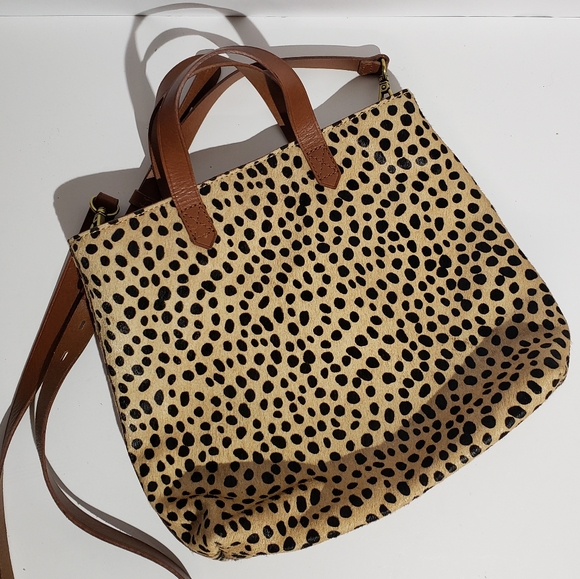 NEW Madewell small transport zip top spotted calf hair crossbody - Picture 5 of 14